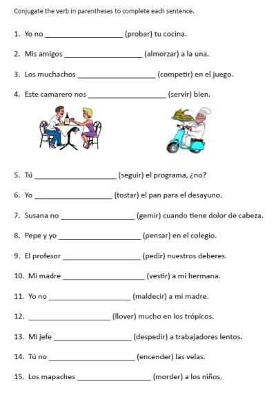 Spanish Worksheets Pdf