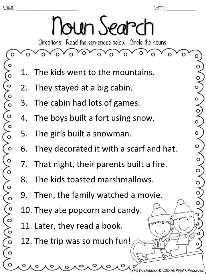 Nouns Worksheet For Grade 1 With Answers