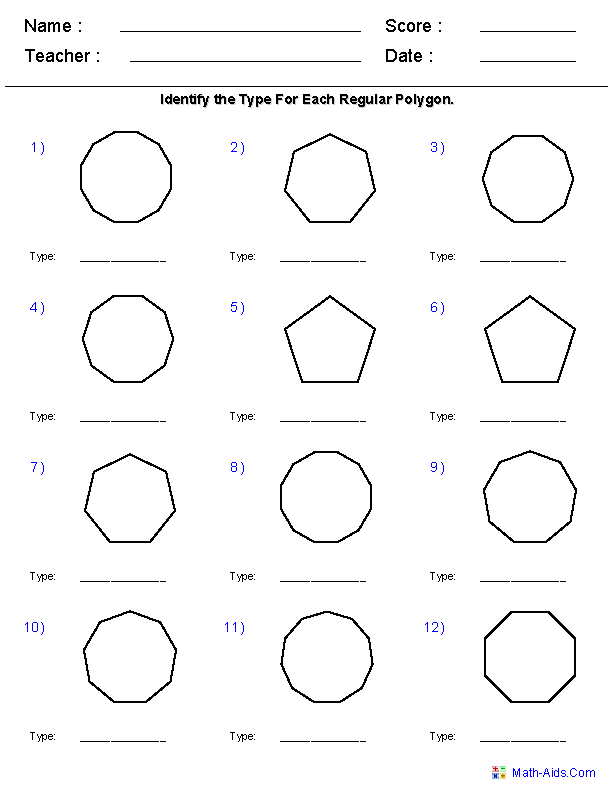 Polygons Worksheet Grade 3