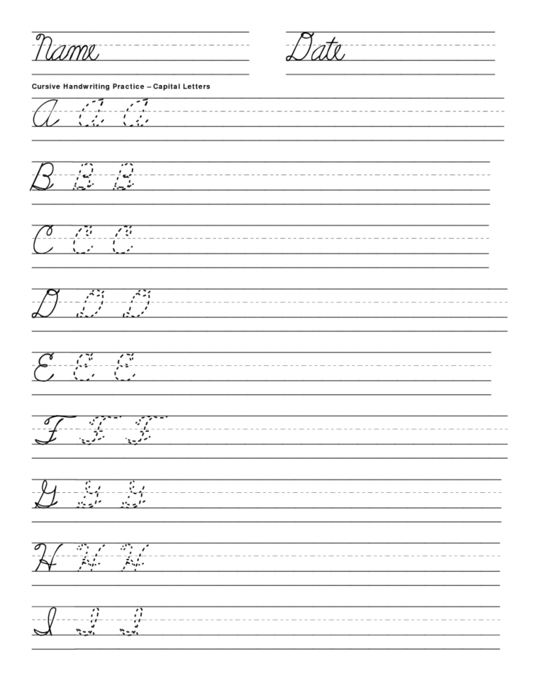 Cursive Worksheets Free