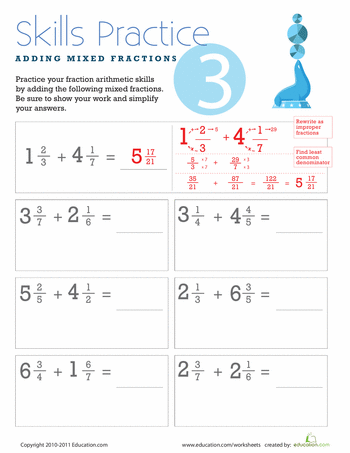 Grade 5 Adding Fractions With Different Denominators Worksheet