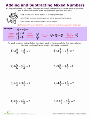 Adding Mixed Numbers Worksheet Pdf