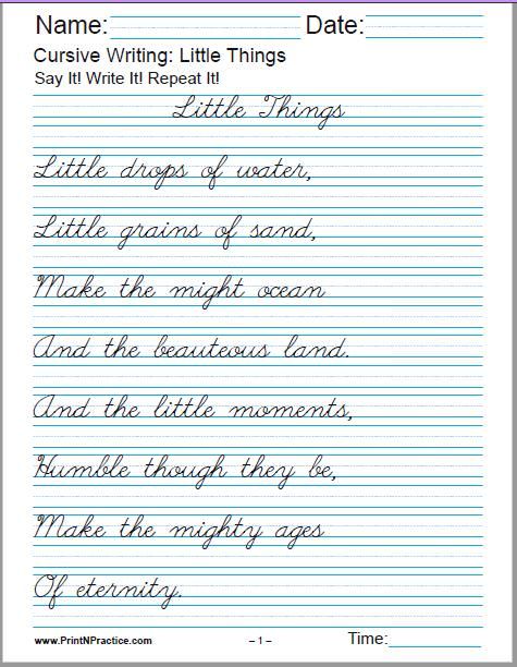 Cursive Writing Practice Sheets For Adults Pdf