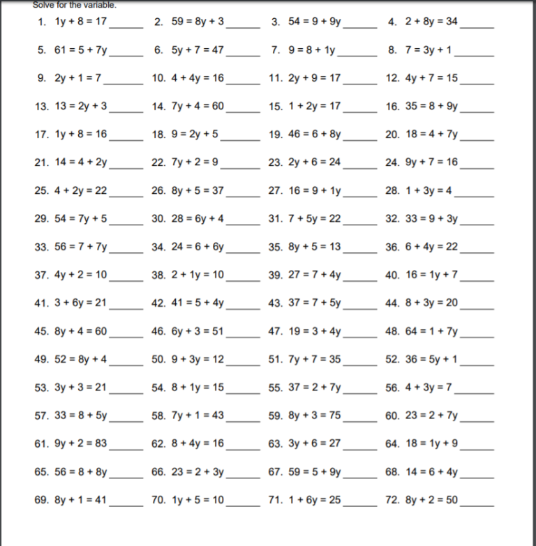 Year 7 Maths Worksheets Algebra