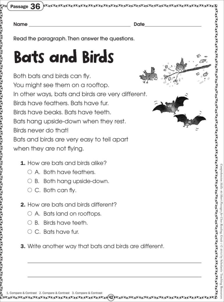 Free Reading Comprehension Worksheets For Grade 1