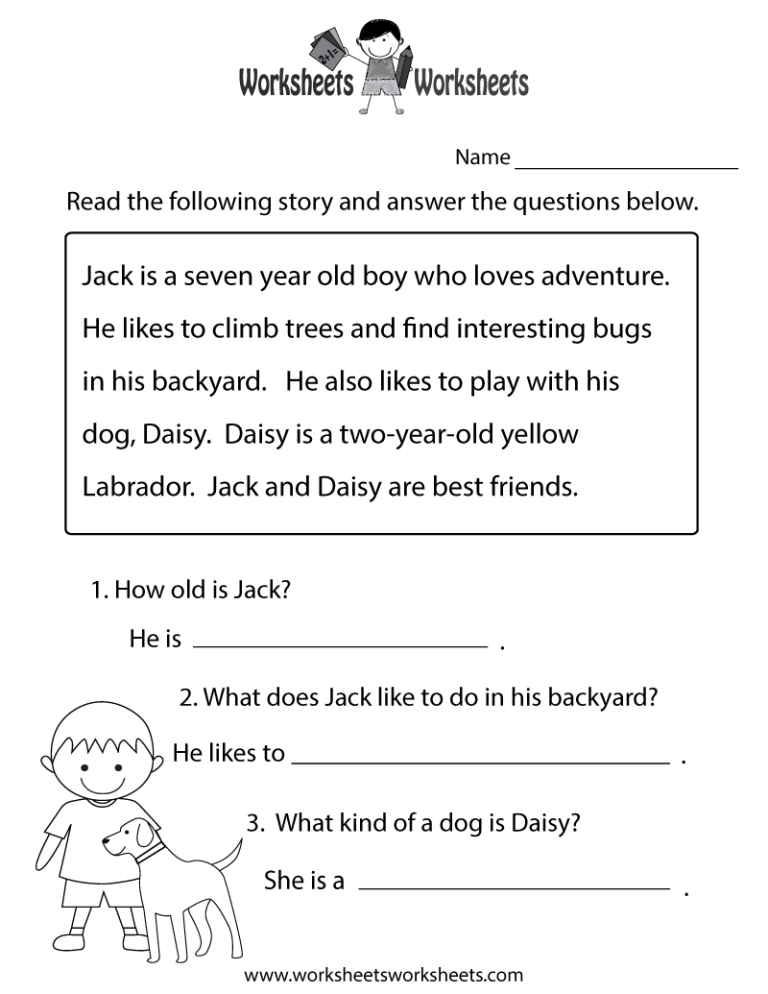 First Grade Reading Worksheets Printable