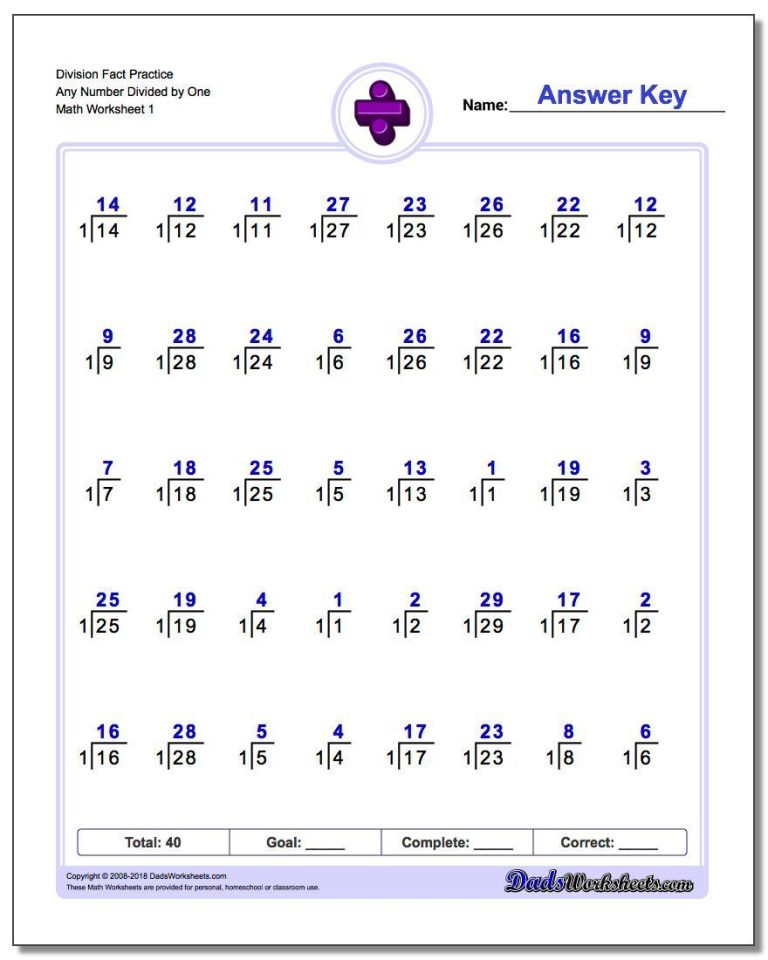 Fifth Grade Math Worksheets With Answer Key