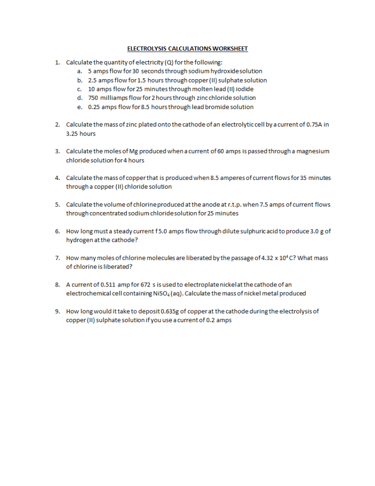 Dilutions Worksheet