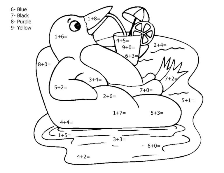 Addition Worksheets For Kindergarten Coloring