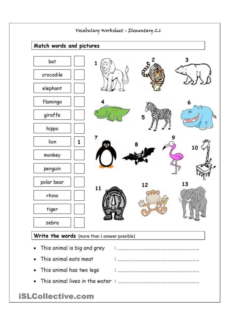 Vocabulary Worksheets Pdf