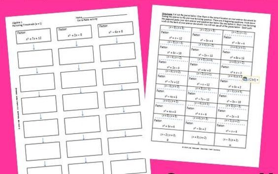 Factoring Trinomials Worksheet Algebra 1 Answers