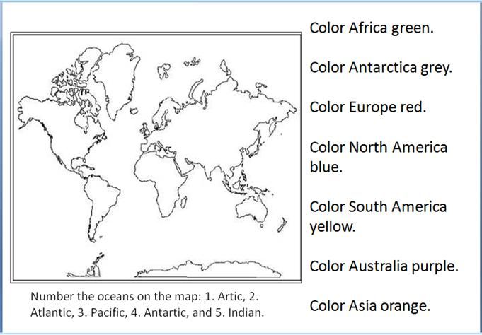 First Grade Free Printable Worksheets On Continents And Oceans