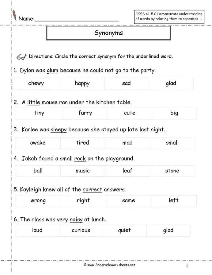 Antonyms Worksheet 3rd Grade