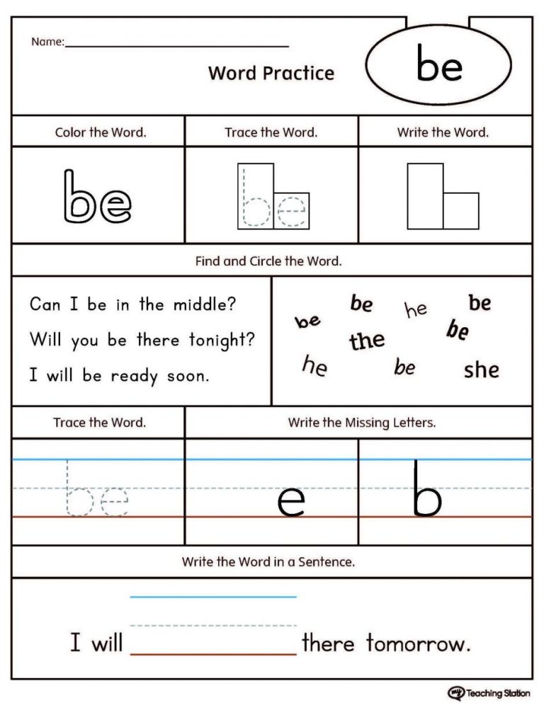 Kindergarten Sight Words Printables Free