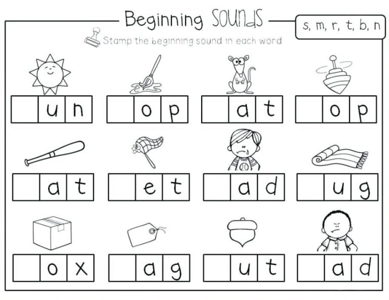 English Worksheets For Kids Kindergarten