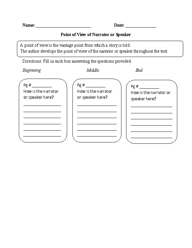 Point Of View Worksheet 14