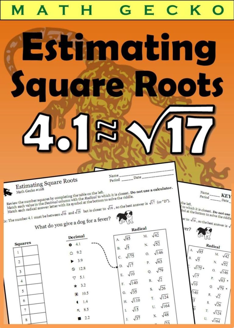 Estimating Square Roots Worksheet With Answers