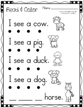 Easy Kindergarten Worksheets Reading