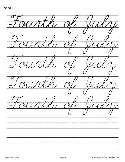 Cursive Letters Worksheets Printable