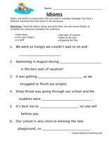 Idioms Worksheets Free