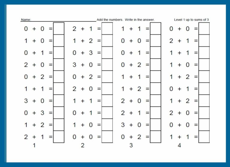 Math Facts Worksheets