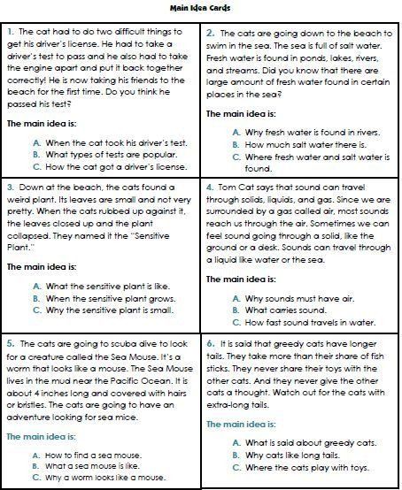 5th Grade 4th Grade Main Idea Worksheets