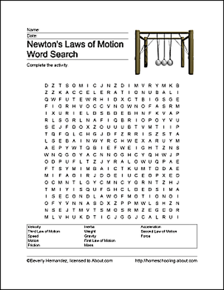 Newton's Law Of Motion Worksheet