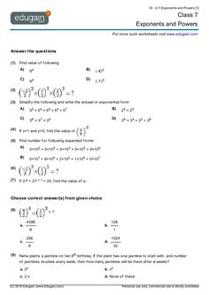 Exponents Worksheets Grade 7