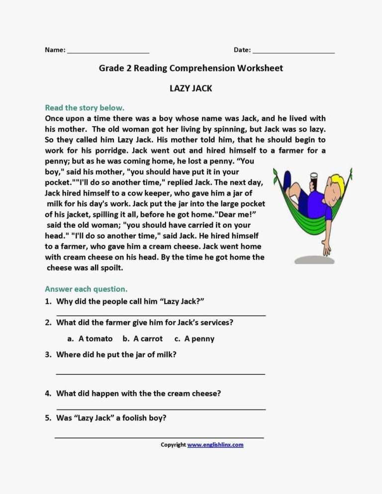 2nd Grade Reading Worksheets Free Printable