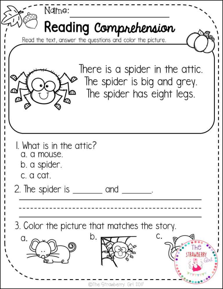 English Comprehension Worksheets For Grade 1