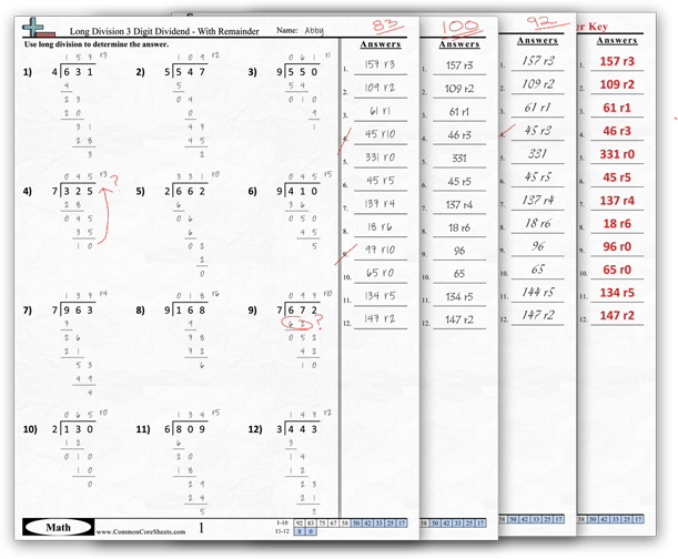 Common Core Sheets