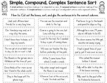 Complex Sentences Worksheet Pdf With Answers