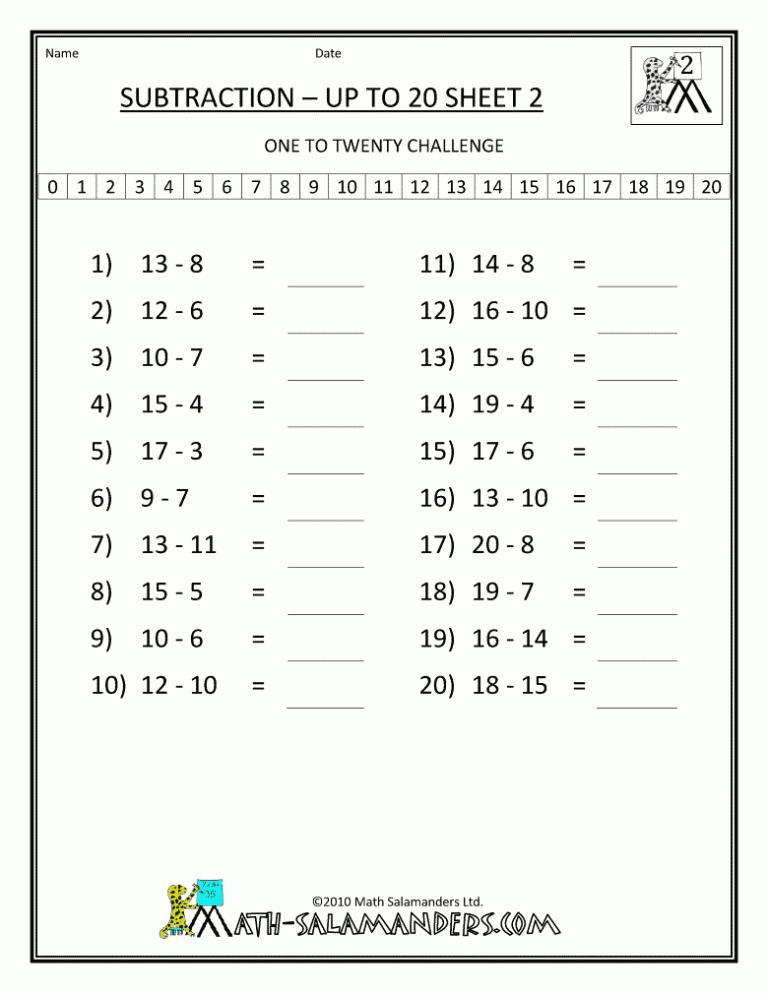 2nd Grade Fun Subtraction Worksheets