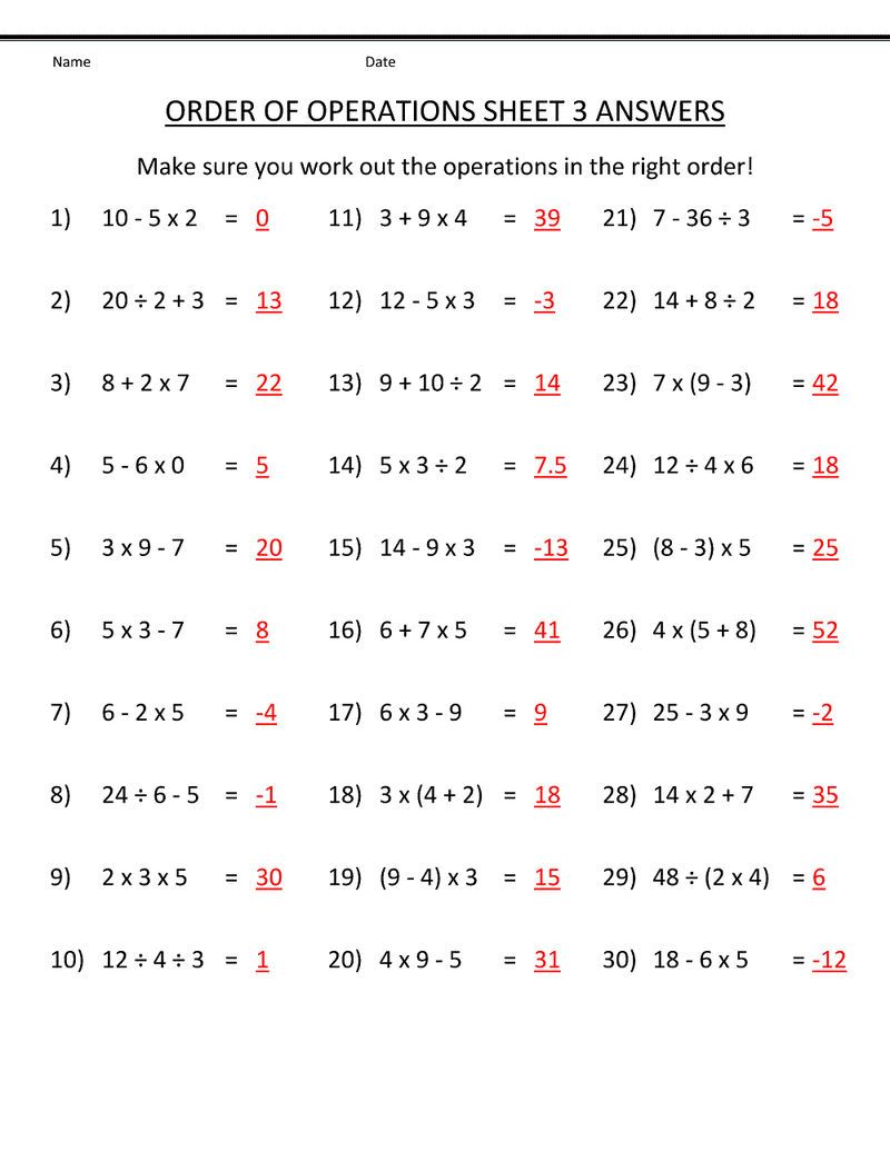 Free 6th Grade Math Worksheets With Answer Key