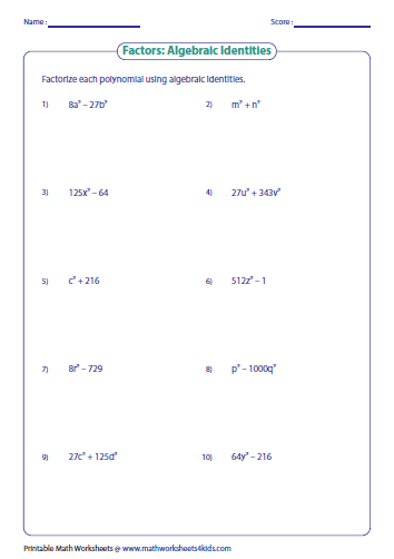 Grade 10 Synthetic Division Worksheet