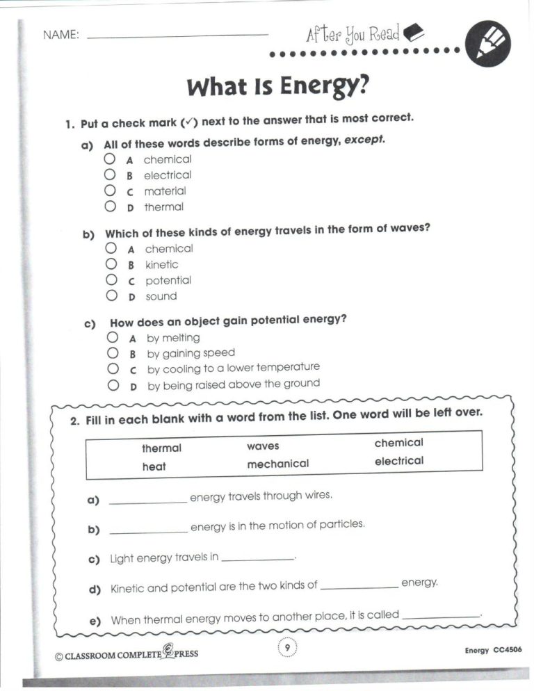 Work And Power Worksheet Pdf Answer Key