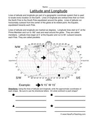 Printable Latitude And Longitude Worksheets For 6th Grade
