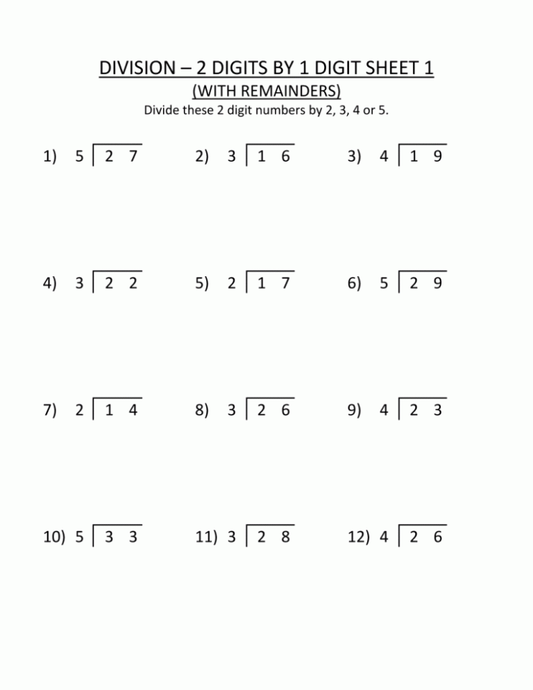 Math Problems For 5th Graders Division