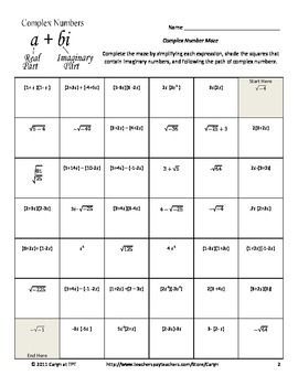 Imaginary Numbers Practice Worksheet