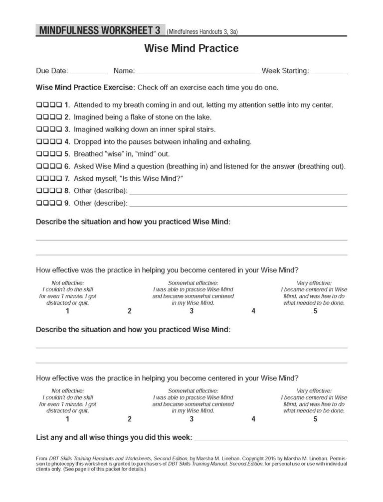 Dbt Worksheets