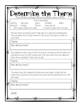 Theme Worksheets 5th Grade