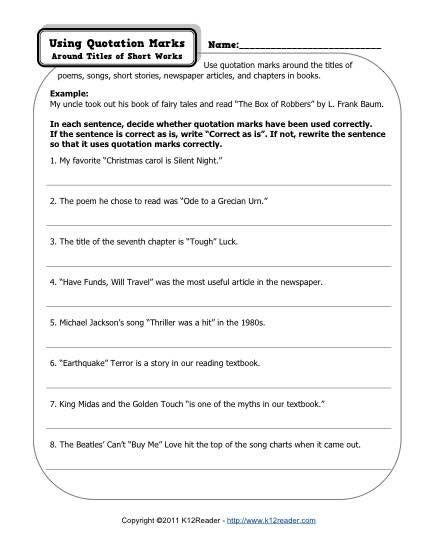 Sentence Correction Worksheets