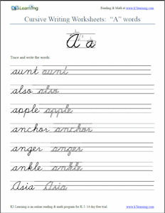 2nd Grade Cursive Writing Sentences Worksheets Pdf