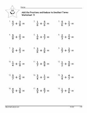 Subtracting Fractions Worksheets Grade 6