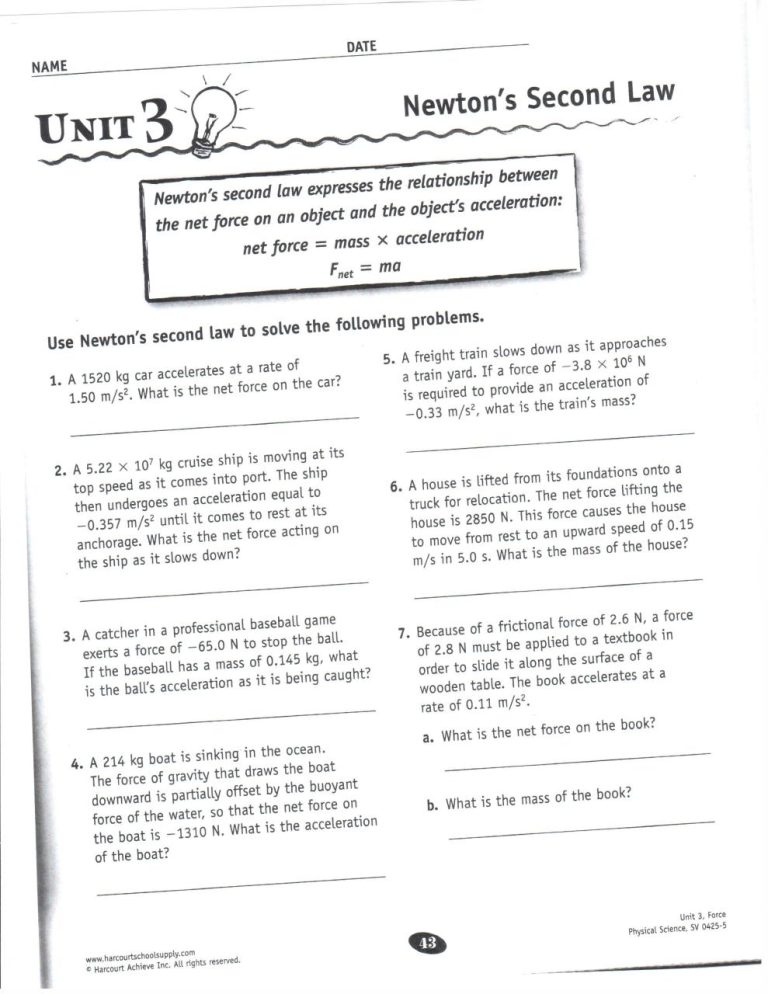 Speed And Velocity Worksheet Answer Key