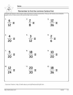 Simplifying Fractions Worksheet Pdf 4th Grade