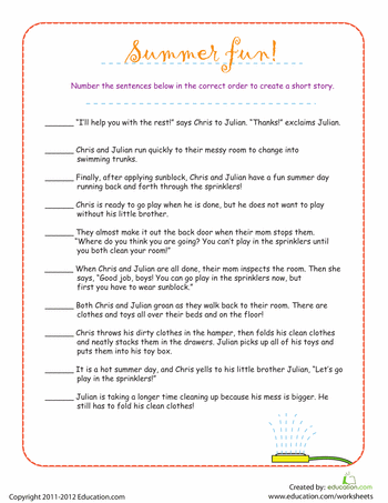 5th Grade Sequencing Events Worksheets