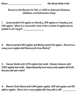 Addition And Subtraction Word Problems 4th Grade