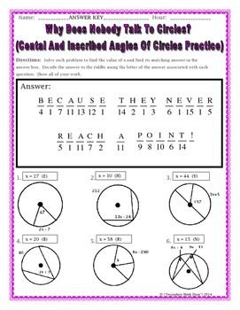 Central And Inscribed Angles Worksheet