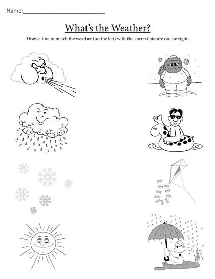 Matching Weather Worksheets For Kindergarten